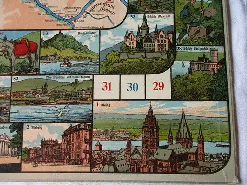Seltenes altes Brettspiel Würfelspiel " Die Rheinreise" Scholz Mainz um 1910