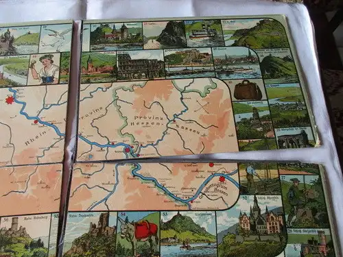 Seltenes altes Brettspiel Würfelspiel " Die Rheinreise" Scholz Mainz um 1910