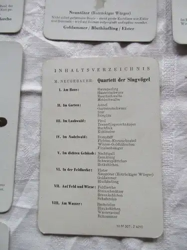 Altes Quartett Singvögel N. Neugebauer Helingsche Verlagsanstalt Leipzig um 1960
