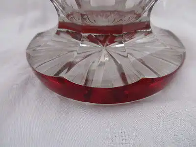 Böhmen altes Bleikristall Glas Pokal rotes Überfangglas Jagd