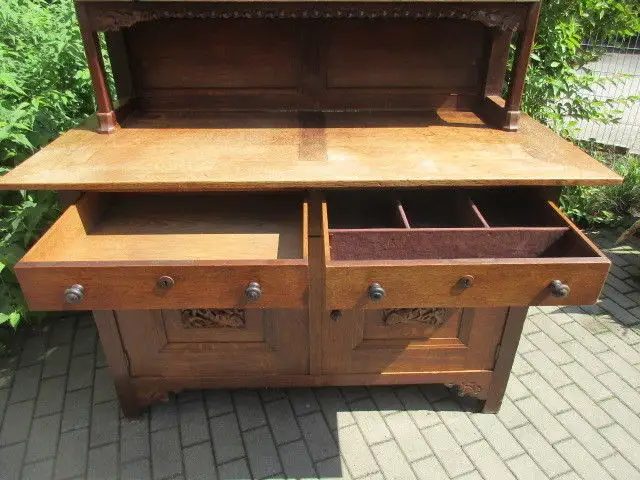 Buffet Anrichte mit Aufsatz  Eiche Jugendstil um 1910 7