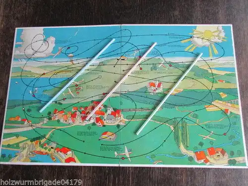 Seltenes altes Spielbrett Würfelspiel Segelflug Flugzeug Flugsport 40er Jahre