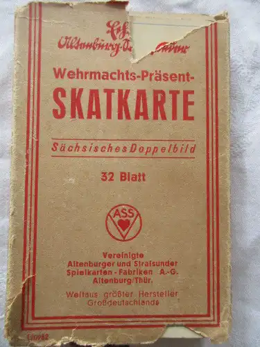 Altenburger Stralsunder Wehrmachts Präsent Skatkarte sächsisches Doppelbild 1940