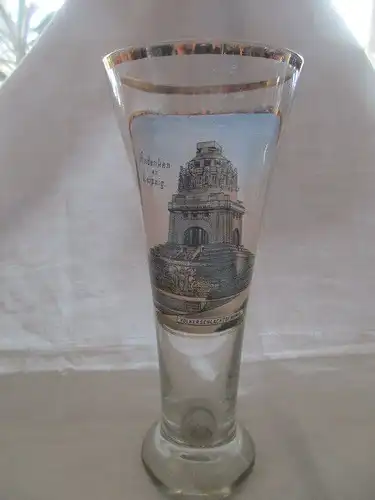 Altes Andenkenglas Bierglas Glas Leipzig Völkerschlachtdenkmal 0,4 L um 1910