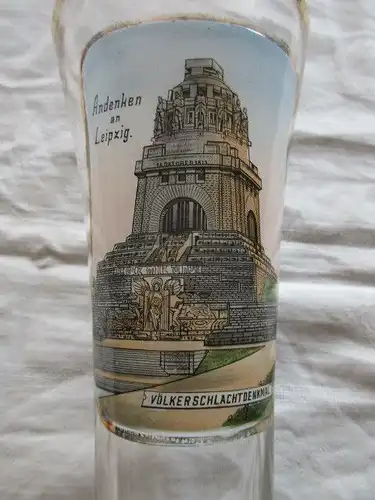 Altes Andenkenglas Bierglas Glas Leipzig Völkerschlachtdenkmal 0,4 L um 1910