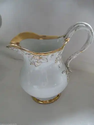 Meissen Kaffeeservice Prunkservice 15 tlg. Weinlaub gold weiß 1. Wahl um 1890