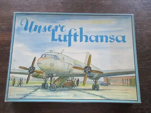Sehr seltenes Brettspiel Würfelspiel UNSERE LUFTHANSA DDR von 1957 komplett
