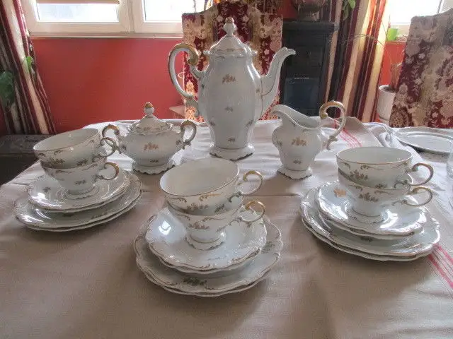 Schönes altes Kaffeeservice Rosenthal Pompadour Golddekor für 6 Personen 0