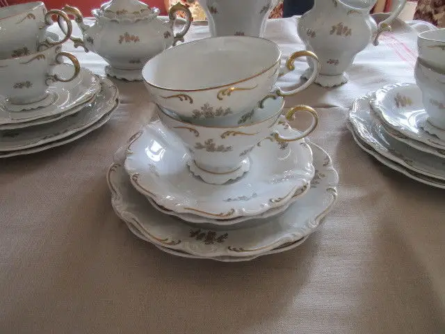 Schönes altes Kaffeeservice Rosenthal Pompadour Golddekor für 6 Personen 1