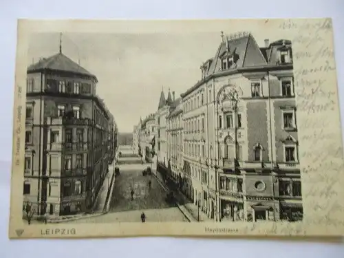 Alte Ak Leipzig Haydnstrasse Musikviertel Strassenzug gelaufen 1904