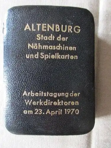 Altenburger Skatkarten im Lederetui Werbung Arbeitstagung Werksdirektoren 1970