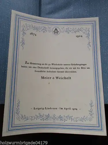 Eisen und Stahlwerke Meier & Weichelt Leipzig Lindenau 50. Jahre 1884-1924