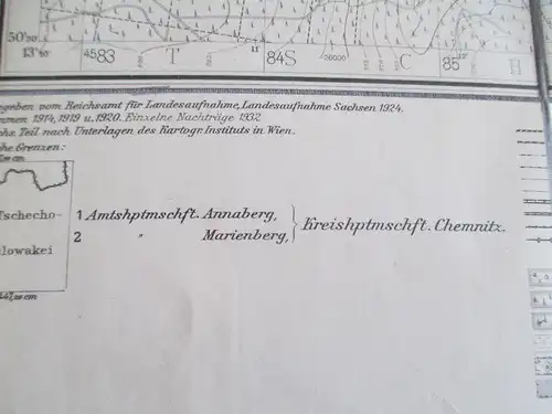 Messtischblatt auf Leinen von 1932 Kühnhaide Sachsen Nr. 140