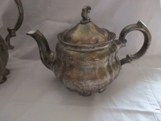 WMF Silberporzellan Kaffeekanne Teekanne Sahnekännchen Zuckerdose Art Deco 3