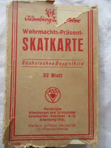 Altenburger Stralsunder Wehrmacht Präsent Skatkarten sächsisches Doppelbild 1940