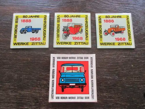 80 Jahre Robur Werke Zittau Fahrzeugbau 1888- 1968 Werbung 3 Glasplatten