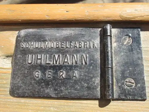 Alte Schulbank 2 Sitzer Uhlmann Schulmöbelfabrik um 1910