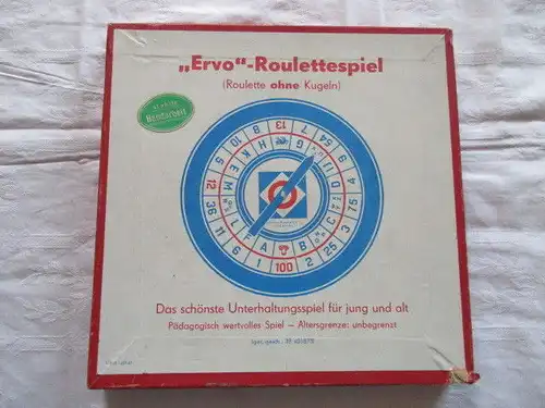ERVO Roulettespiel Unterhaltungsspiel für jung und alt Erwin Voigt Dresden 1956