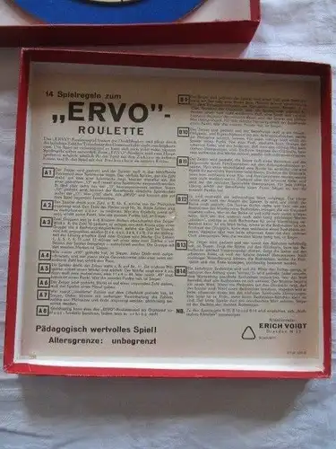 ERVO Roulettespiel Unterhaltungsspiel für jung und alt Erwin Voigt Dresden 1956