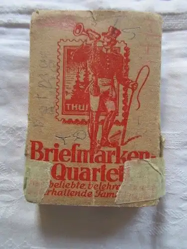 Seltenes altes Briefmarken Quartett Re- Le Spiele um 1950