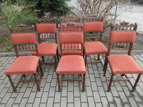 6 alte Stühle Gründerzeit um 1890 Eiche  Nr. 5