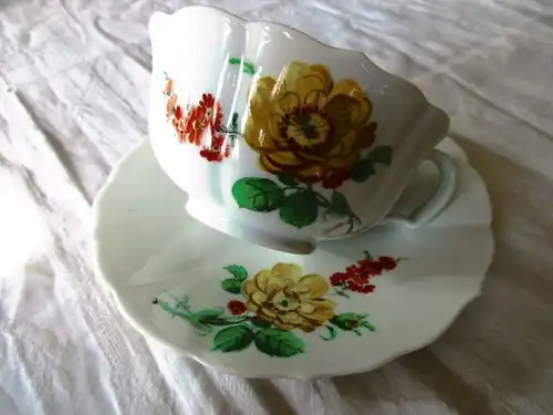 Meissen Kaffee Tee Gedeck Tasse Teller Blume 1. Wahl  (5)