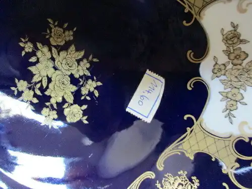 Reichenbach wunderschöner alter Prunkteller Schale Echt Kobalt Ø 32,5 cm Vitrine