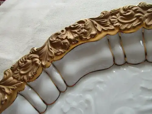 Meissen großer Prunkteller Goldbronze Relief 2.Wahl 32 cm