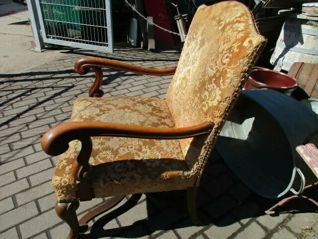 Alter Stuhl Armlehnstuhl  Eiche Jugendstil um 1910 6