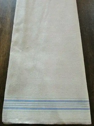 Altes Leinen Rolltuch Mangeltuch blaue Streifen neuwertig ca. 250 x 90 cm (4)