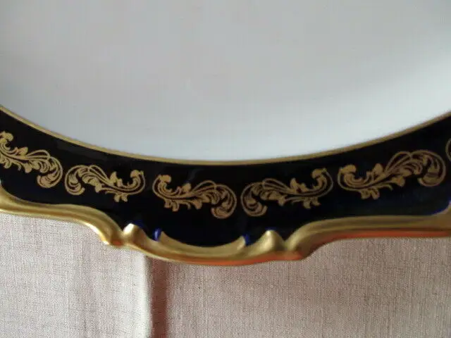 Reichenbach Echt Kobalt Gold große Beilagenschale Servierplatte Prunk Pillnitz 4