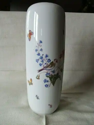 Lichte große Vase Vögel Schmetterlinge Blumen 36 cm