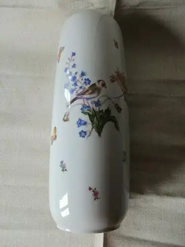 Lichte große Vase Vögel Schmetterlinge Blumen 36 cm