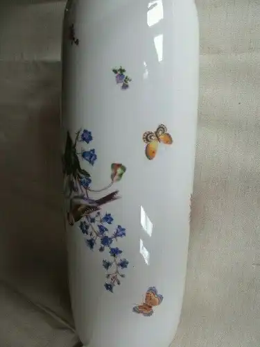 Lichte große Vase Vögel Schmetterlinge Blumen 36 cm