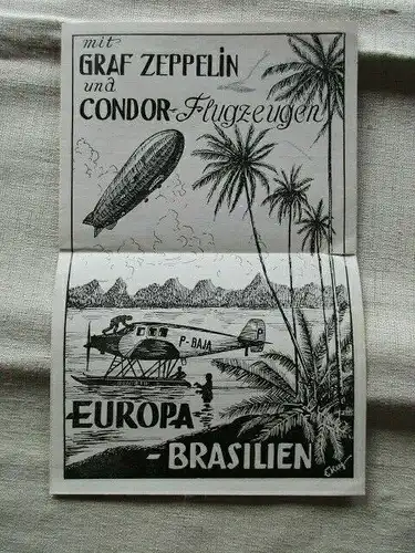 Graf Zeppelin und Condor Flugzeugen Europa - Brasilien Werbung Prospekt um 1935