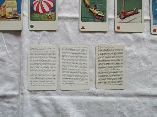 altes Bildkartenspiel FLIEGEN, FAHREN, SCHWIMMEN? Altenburger Spielkartenfabrik