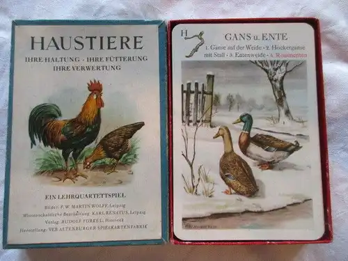Quartettspiel HAUSTIERE R. Forkel Pössneck  Altenburger Spielkartenfabrik 1957