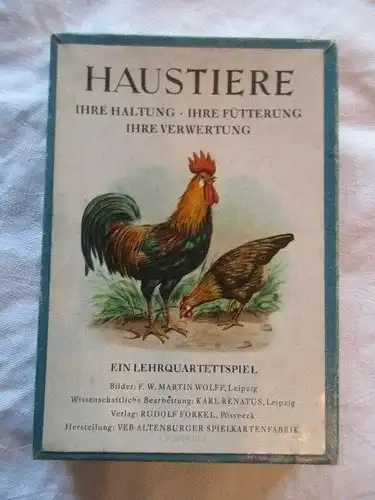 Quartettspiel HAUSTIERE R. Forkel Pössneck  Altenburger Spielkartenfabrik 1957