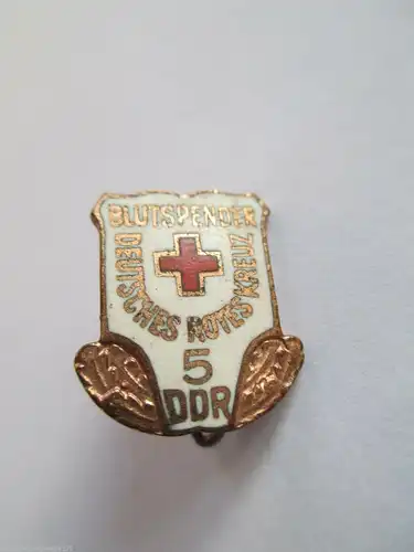 DDR DRK Ehrennadel Rotkreuz Blutspenden Bronze 5 Eisen emailliert 17 mm