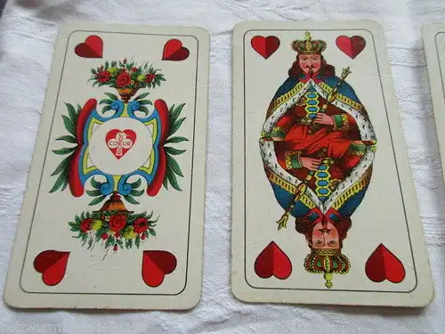 Skatkarten feinstes Doppelbild Coeur Altenburg um 1960 mit Etui Werbung Leipzig