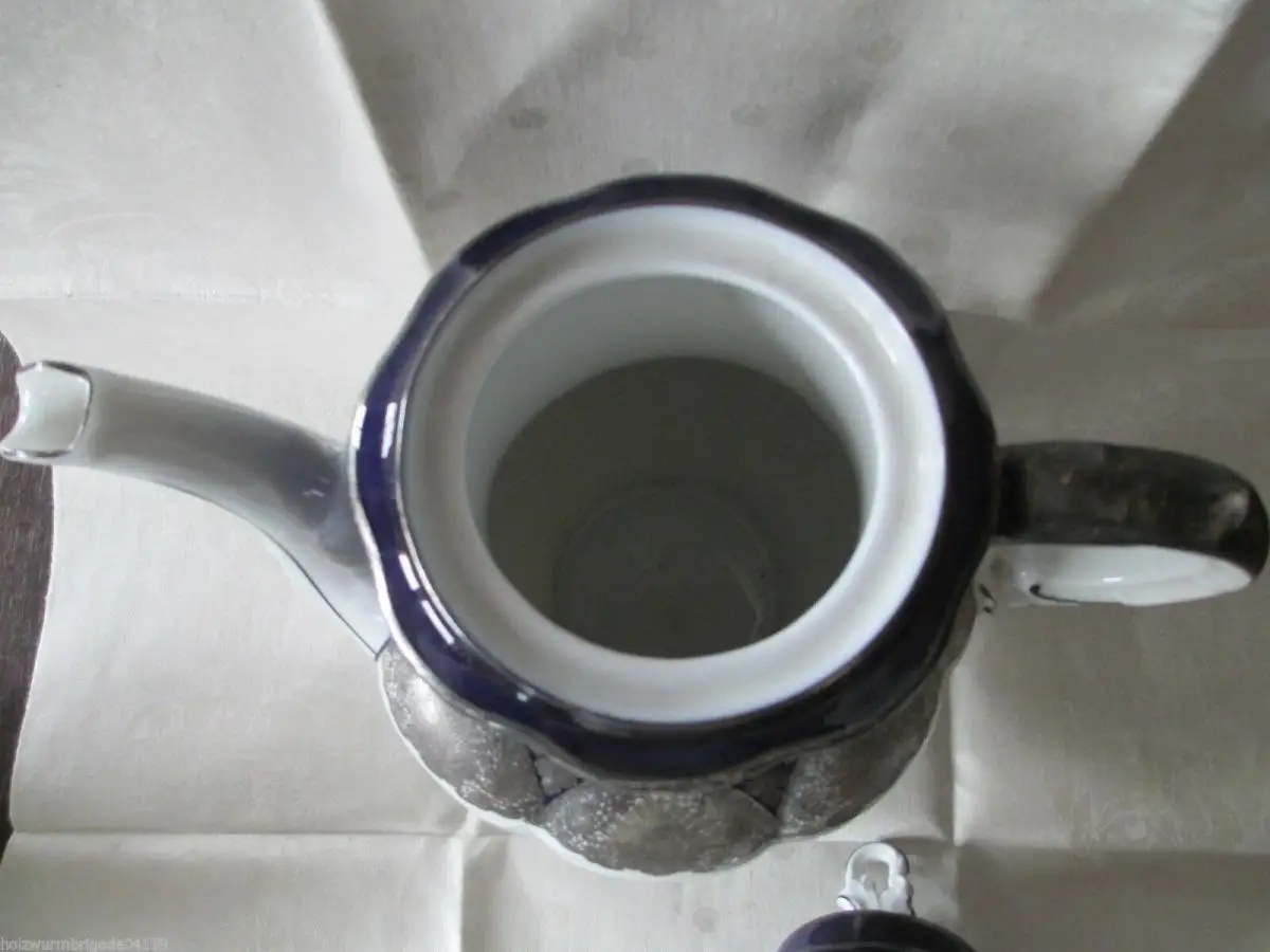 Hutschenreuther Hohenberg Kaffeekanne Kännchen Zuckerdose Kobaltblau RARITÄT 3