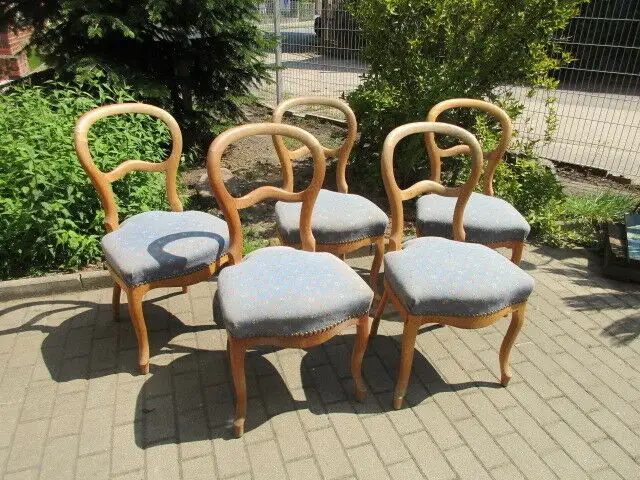 5 schöne alte Biedermeier Stühle Stuhl Weichholz 0