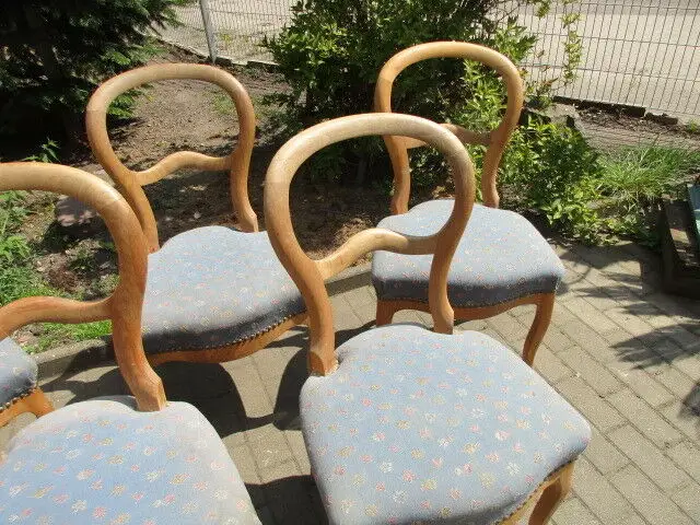 5 schöne alte Biedermeier Stühle Stuhl Weichholz 1