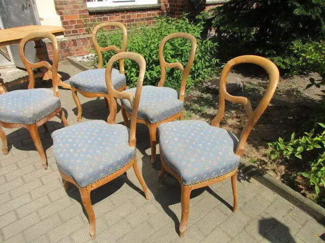 5 schöne alte Biedermeier Stühle Stuhl Weichholz 10