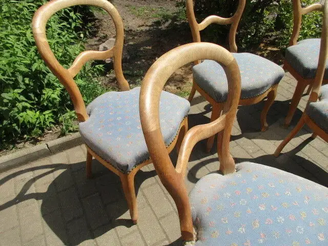 5 schöne alte Biedermeier Stühle Stuhl Weichholz 8
