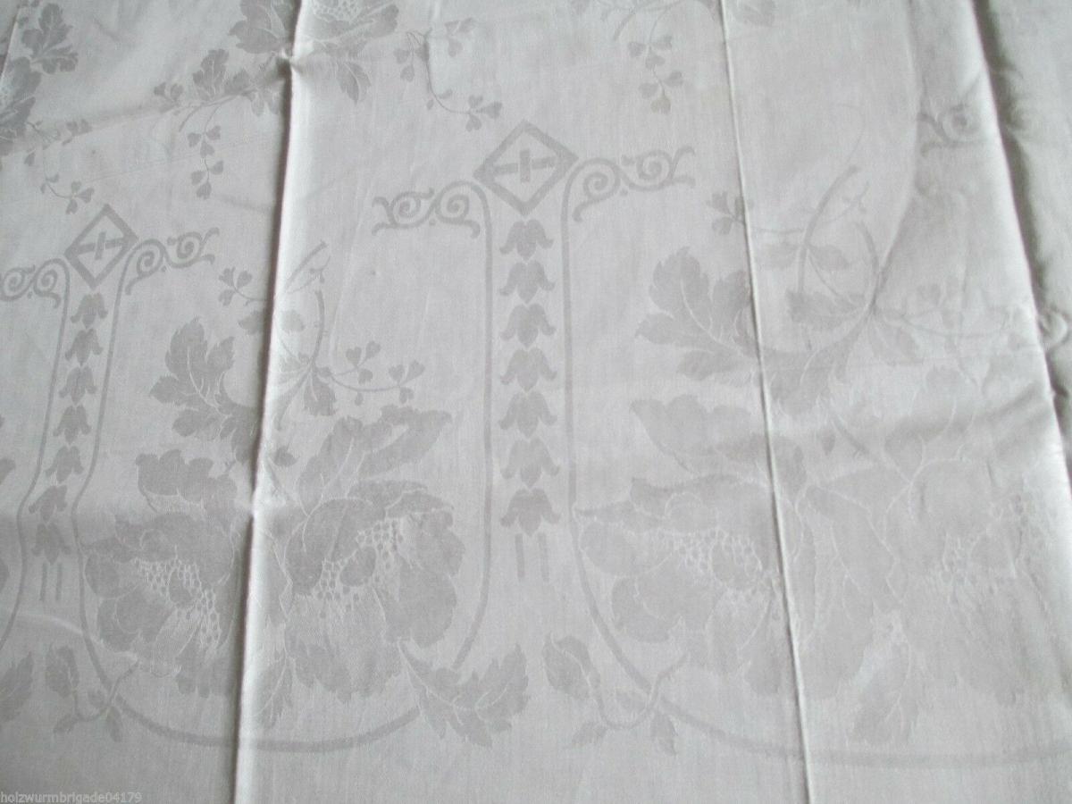 Sehr schöne alte Tischdecke Tafeltuch Leinen Halbleinen Jugendstil 160