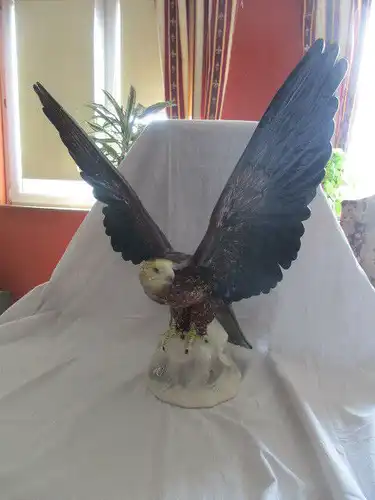 XXL Porzellan Figur Adler Thüringen Katzhütte 47 cm x 47 cm