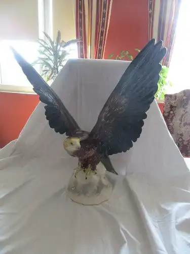 XXL Porzellan Figur Adler Thüringen Katzhütte 47 cm x 47 cm