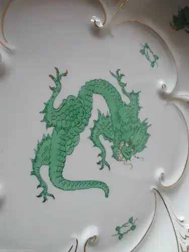Wunderschöne große Schale grüner Drachen Ilmenau Graf Henneberg Handmalerei