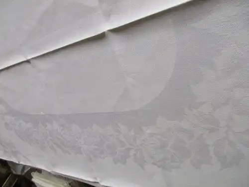 Schöne alte Halbleinen Tischdecke Tafeltuch Rosen 200 x 150 cm